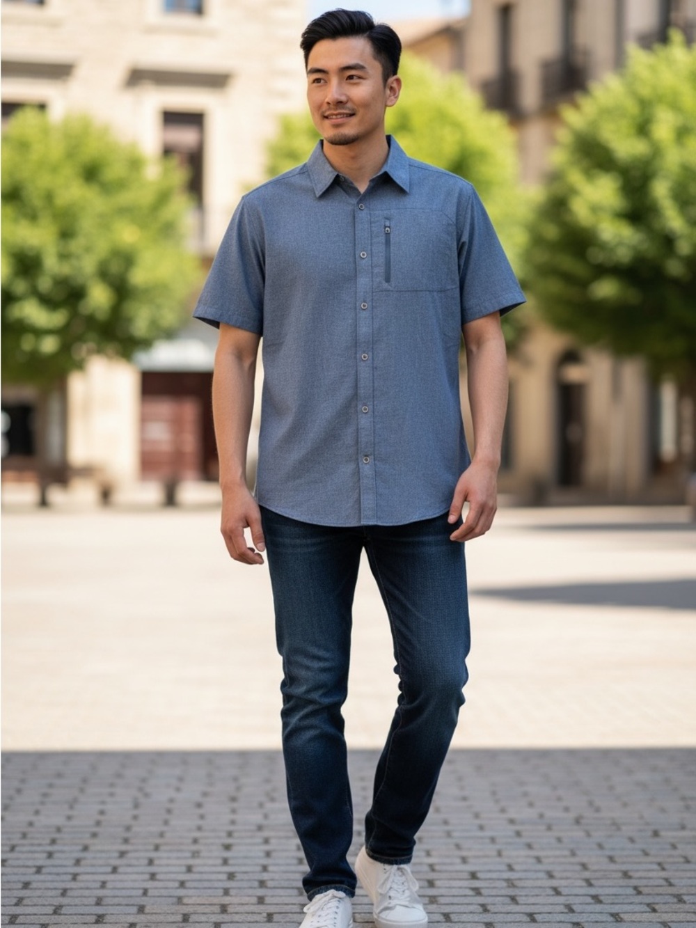 Marmot Short-Sleeve Button-Down Shirt in Blue